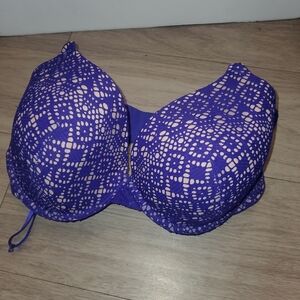 VICTORIA'S SECRET SEXY TEE LINED DEMI BRA 36DD AMETHYST CROCHET LACE PURPLE